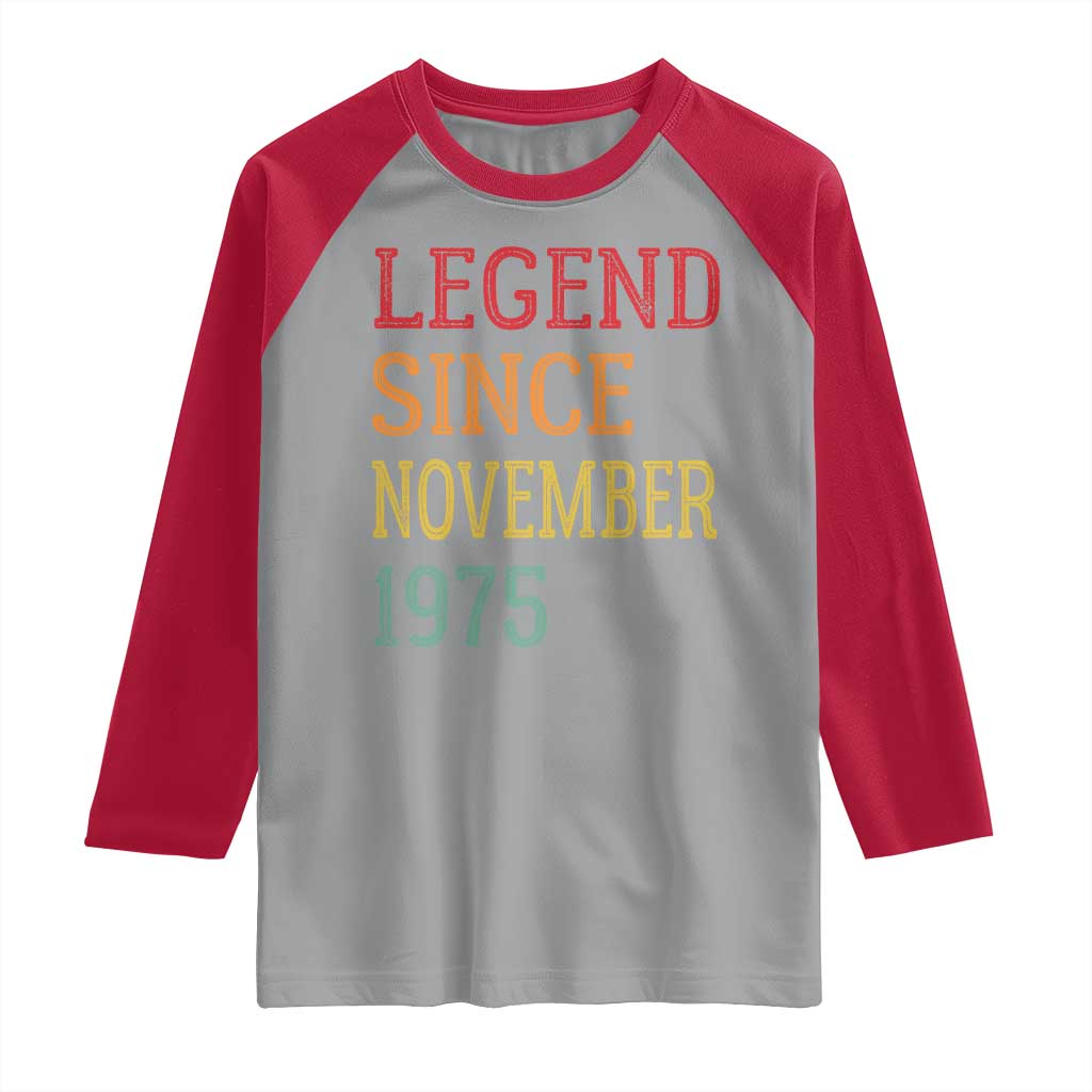 Legend Since November 1975 Raglan Shirt Vintage Retro 50th Birthday Gifts TS10 Sport Gray Red Print Your Wear