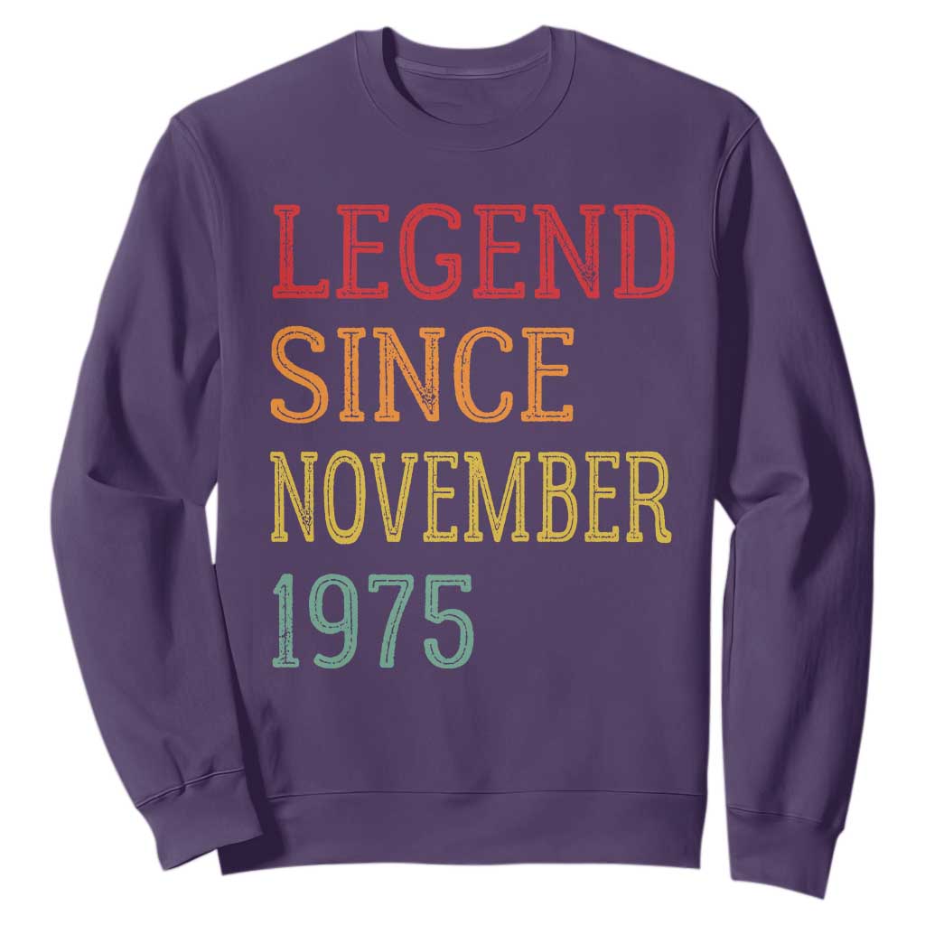 Legend Since November 1975 Sweatshirt Vintage Retro 50th Birthday Gifts TS10 Purple Print Your Wear