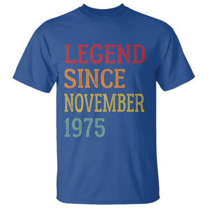 Legend Since November 1975 T Shirt Vintage Retro 50th Birthday Gifts TS10 Royal Blue Print Your Wear
