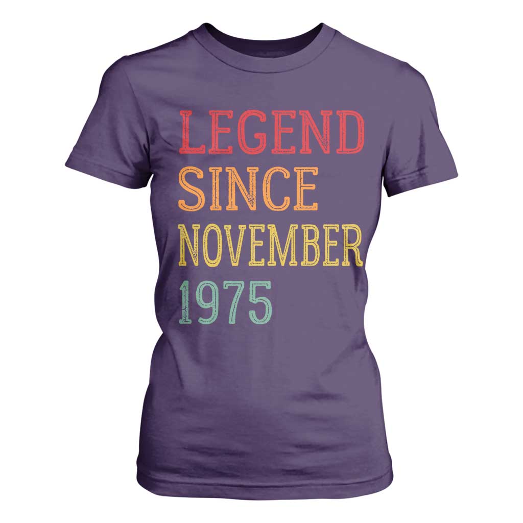 Legend Since November 1975 T Shirt For Women Vintage Retro 50th Birthday Gifts TS10 Purple Print Your Wear