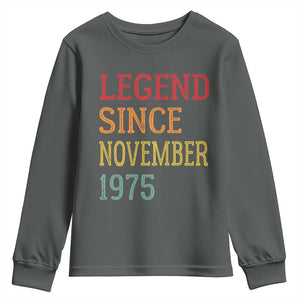 Legend Since November 1975 Youth Sweatshirt Vintage Retro 50th Birthday Gifts TS10 Dark Heather Print Your Wear