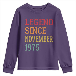 Legend Since November 1975 Youth Sweatshirt Vintage Retro 50th Birthday Gifts TS10 Purple Print Your Wear