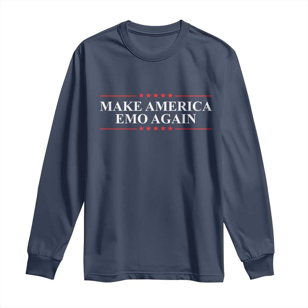 Make America Emo Again Long Sleeve Shirt Funny Goth Gothic US TS10 Navy Print Your Wear
