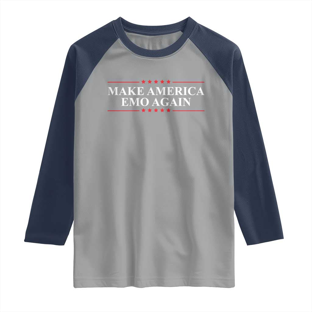 Make America Emo Again Raglan Shirt Funny Goth Gothic US TS10 Sport Gray Navy Print Your Wear