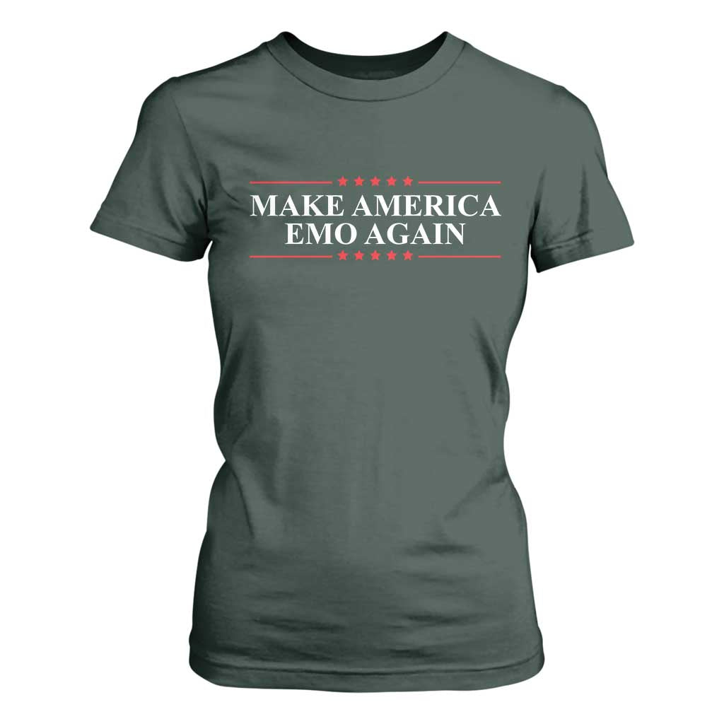 Make America Emo Again T Shirt For Women Funny Goth Gothic US TS10 Dark Forest Green Print Your Wear