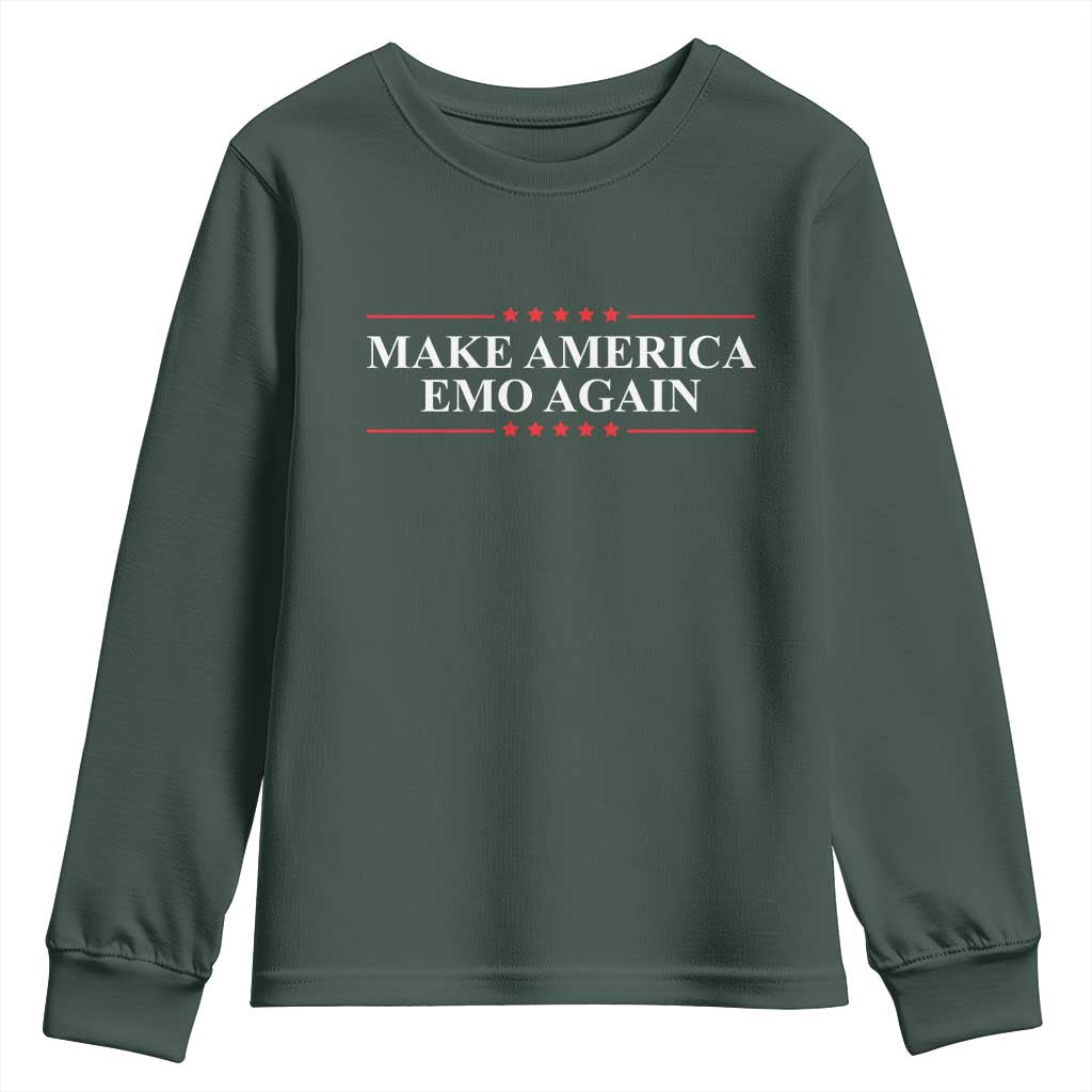 Make America Emo Again Youth Sweatshirt Funny Goth Gothic US TS10 Dark Forest Green Print Your Wear