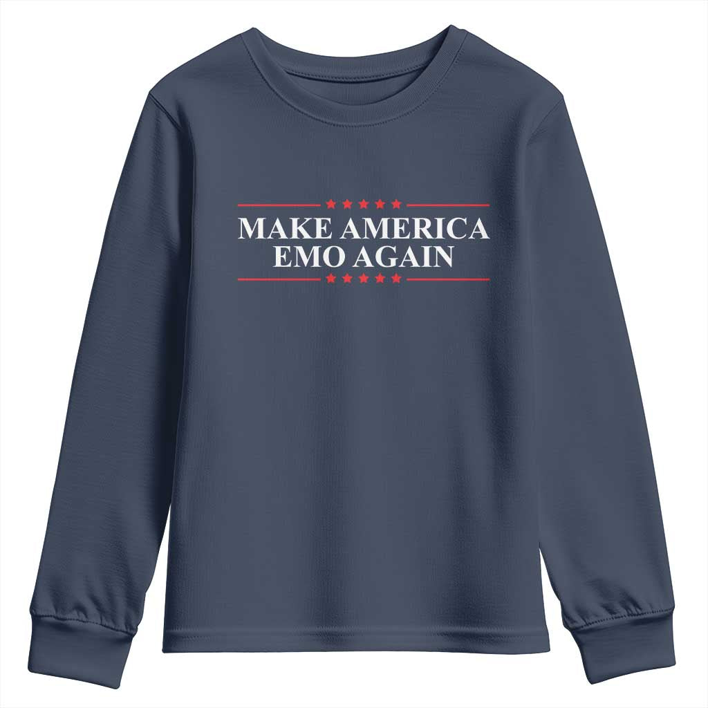 Make America Emo Again Youth Sweatshirt Funny Goth Gothic US TS10 Navy Print Your Wear