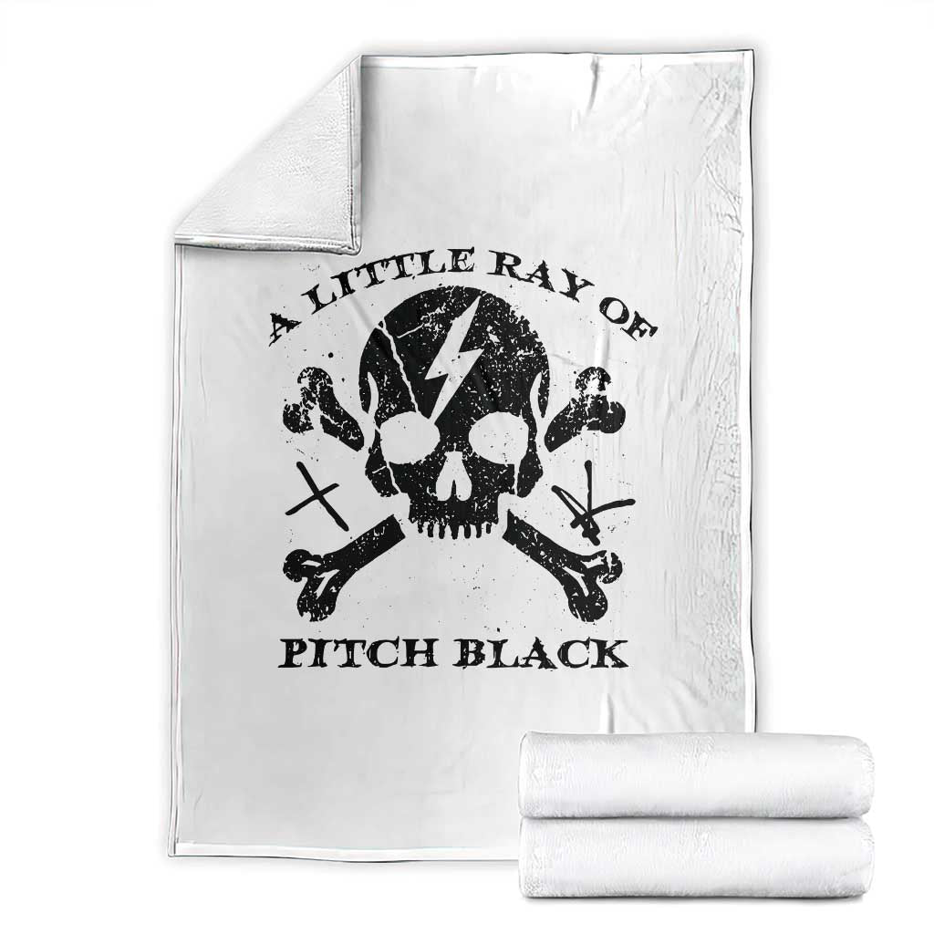A Little Ray of Pitch Black Throw Blanket Dark Humor Sarcastic Halloween Spooky Skull TS10 White Print Your Wear