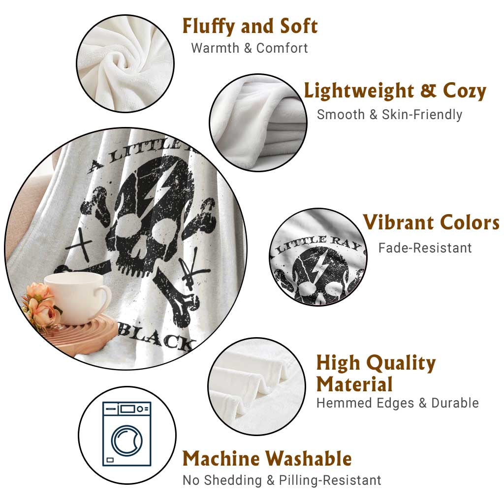 A Little Ray of Pitch Black Throw Blanket Dark Humor Sarcastic Halloween Spooky Skull TS10 Print Your Wear