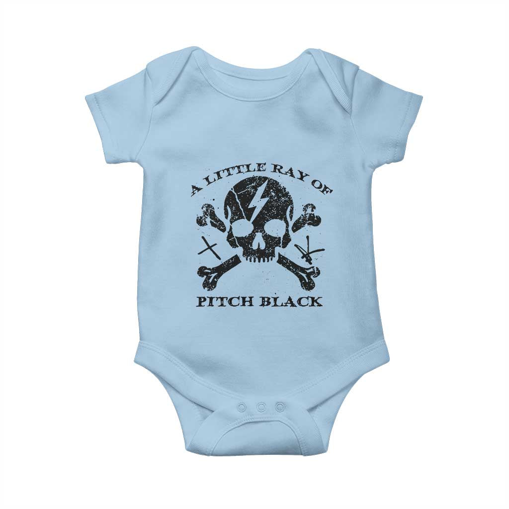 A Little Ray of Pitch Black Baby Onesie Dark Humor Sarcastic Halloween Spooky Skull TS10 Light Blue Print Your Wear