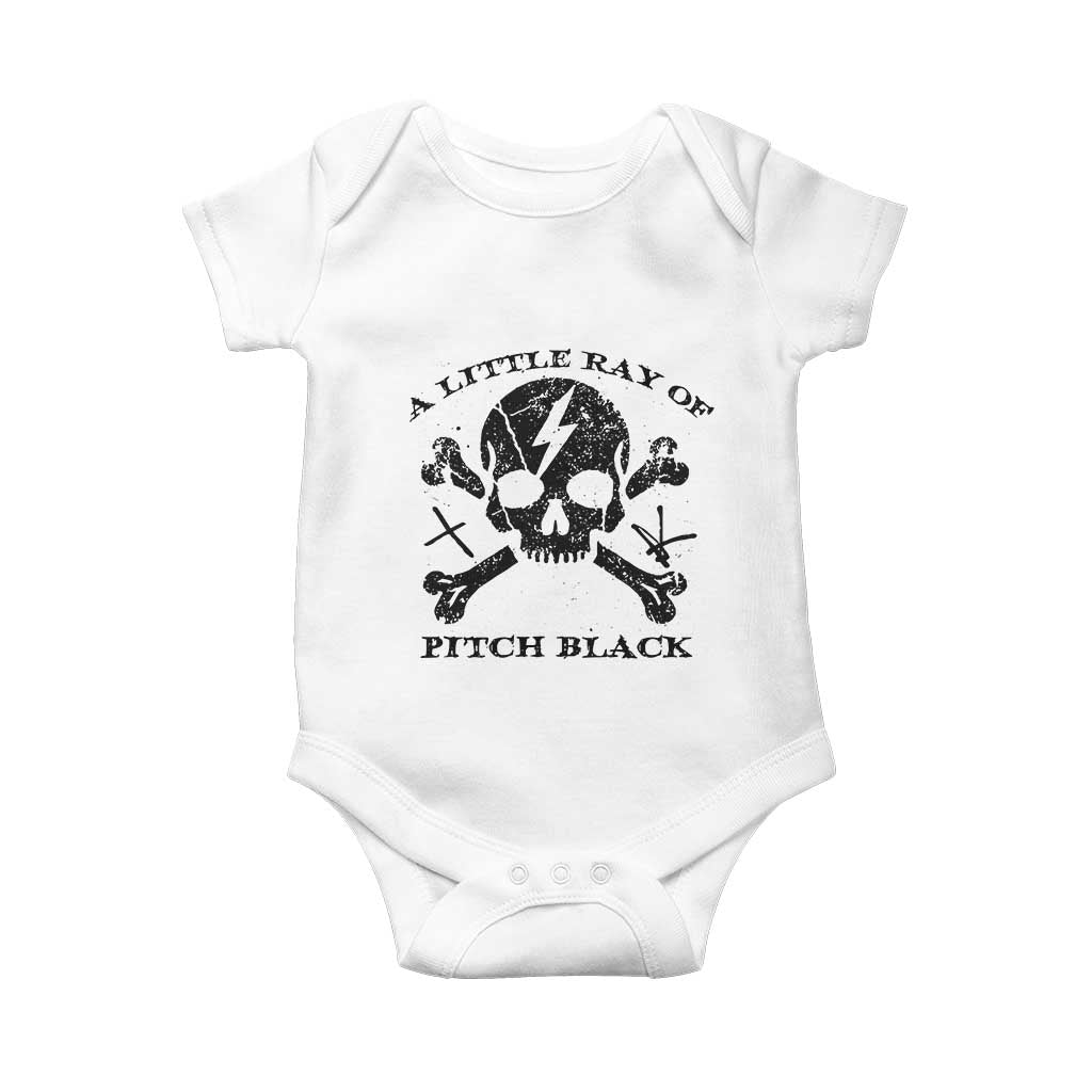 A Little Ray of Pitch Black Baby Onesie Dark Humor Sarcastic Halloween Spooky Skull TS10 White Print Your Wear