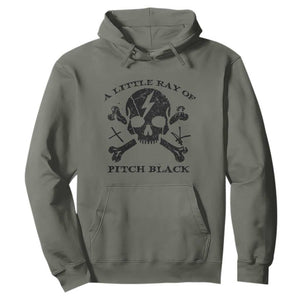 A Little Ray of Pitch Black Hoodie Dark Humor Sarcastic Halloween Spooky Skull TS10 Military Green Print Your Wear