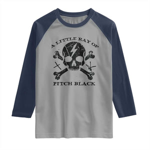A Little Ray of Pitch Black Raglan Shirt Dark Humor Sarcastic Halloween Spooky Skull TS10 Sport Gray Navy Print Your Wear