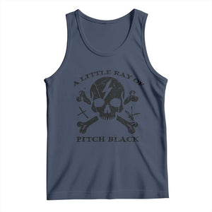 A Little Ray of Pitch Black Tank Top Dark Humor Sarcastic Halloween Spooky Skull TS10 Navy Print Your Wear