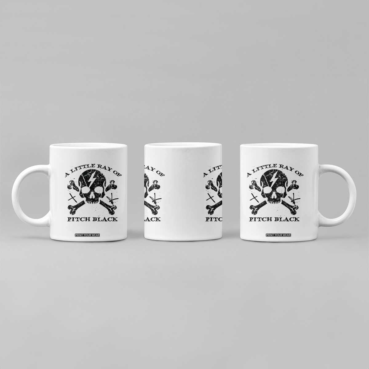 A Little Ray of Pitch Black Coffee Mug Dark Humor Sarcastic Halloween Spooky Skull TS10 Print Your Wear