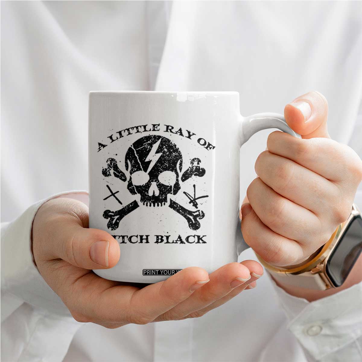 A Little Ray of Pitch Black Coffee Mug Dark Humor Sarcastic Halloween Spooky Skull TS10 Print Your Wear