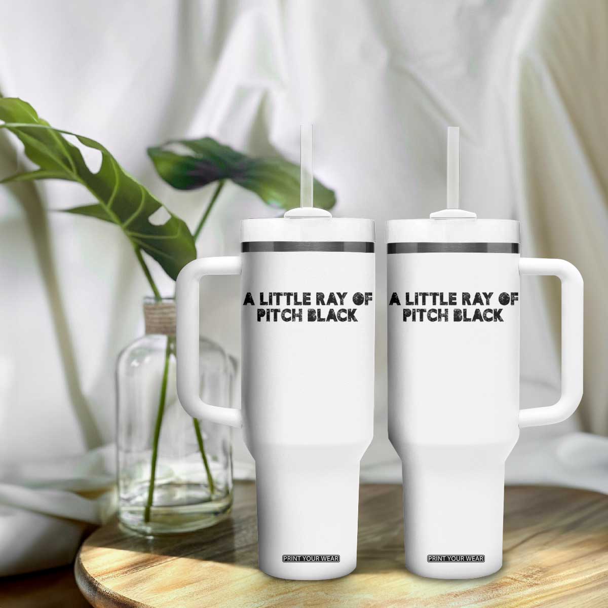 A Little ray of Pitch Black Tumbler With Handle Sarcasm Halloween Dark Humor TS10 Print Your Wear