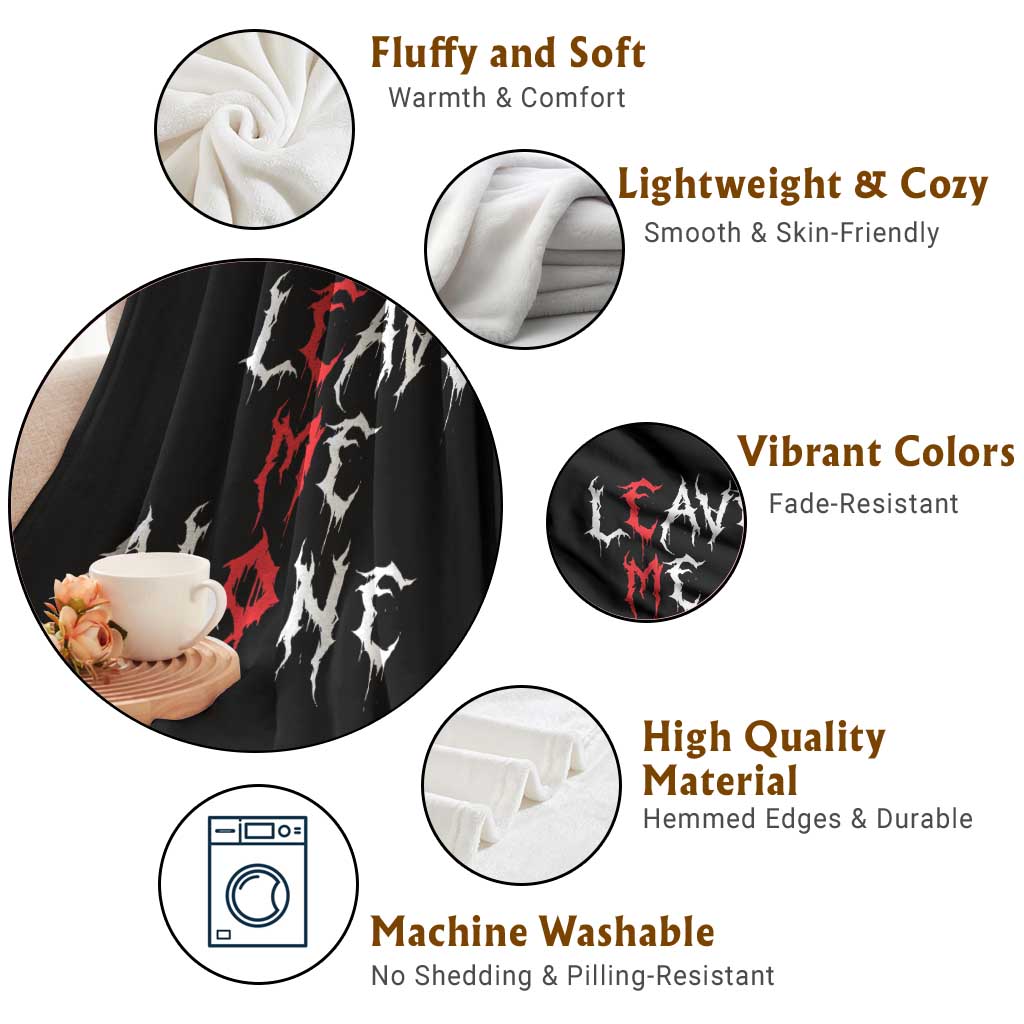 Leave me Alone Emo Throw Blanket Aesthetic Goth Scene Alternative Music TS10 Print Your Wear