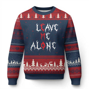 Leave me Alone Emo Ugly Christmas Sweater Aesthetic Goth Scene Alternative Music TS10 Navy Red Print Your Wear
