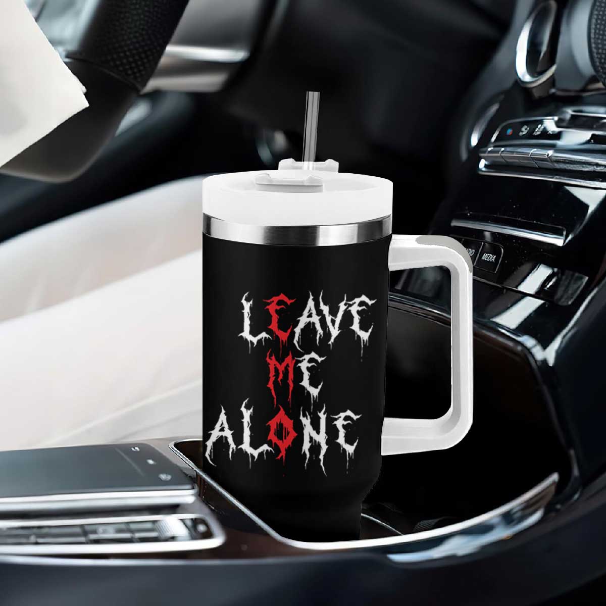 Leave me Alone Emo Tumbler With Handle Aesthetic Goth Scene Alternative Music TS10 Print Your Wear