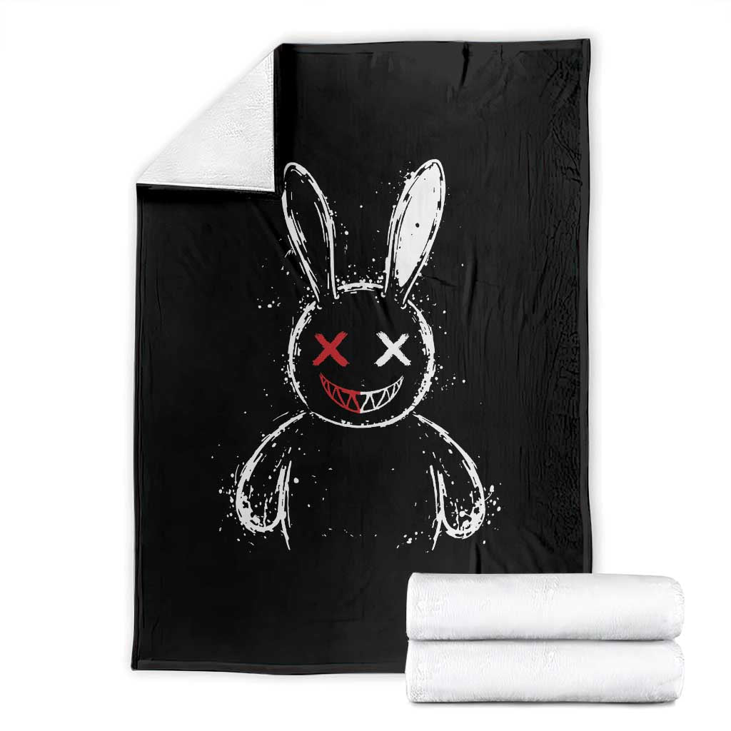 Creepy Cute Bunny Throw Blanket Rabbit Alt Goth Grunge Horror Aesthetic TS10 Black Print Your Wear