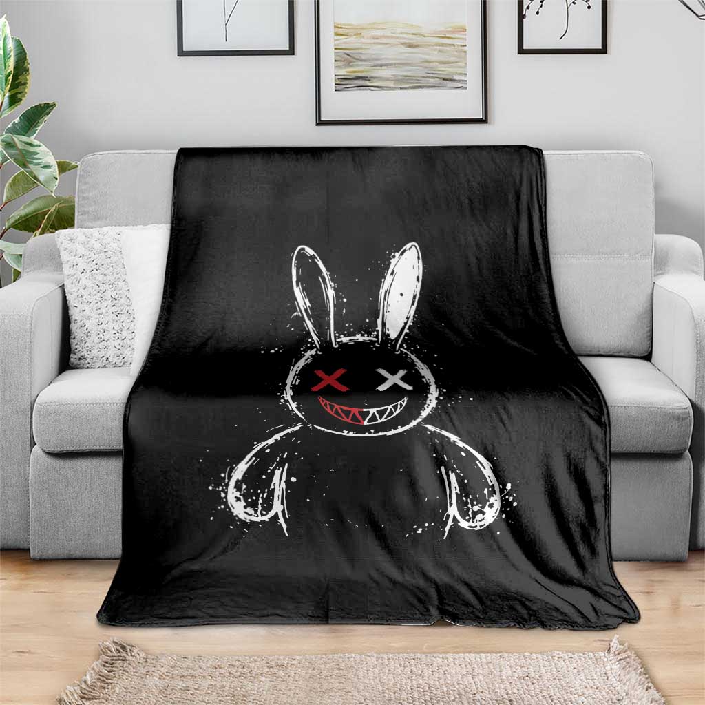 Creepy Cute Bunny Throw Blanket Rabbit Alt Goth Grunge Horror Aesthetic TS10 Print Your Wear