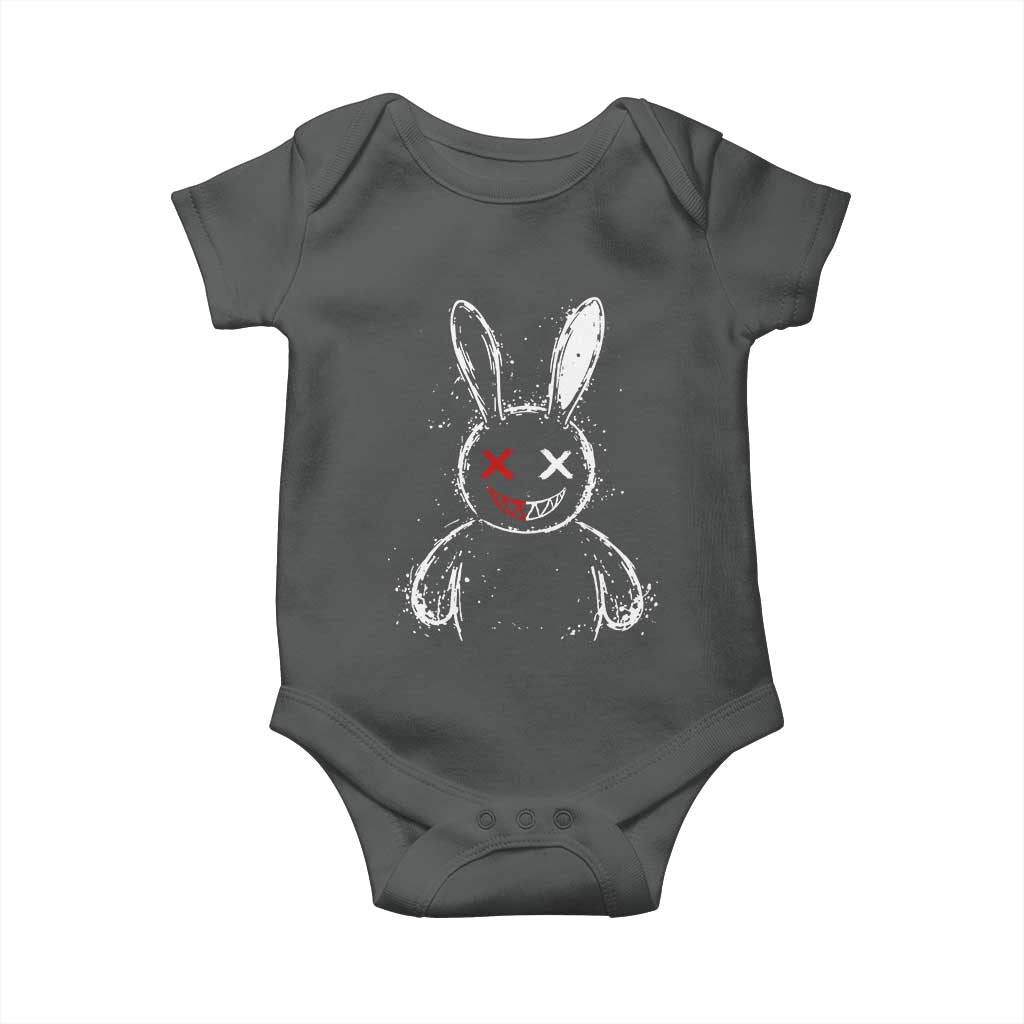 Creepy Cute Bunny Baby Onesie Rabbit Alt Goth Grunge Horror Aesthetic TS10 Dark Heather Print Your Wear