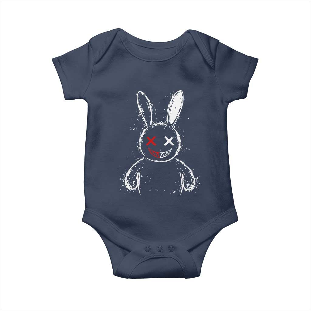 Creepy Cute Bunny Baby Onesie Rabbit Alt Goth Grunge Horror Aesthetic TS10 Navy Print Your Wear