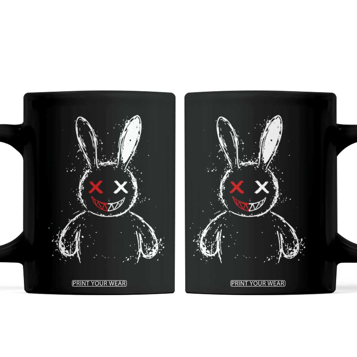 Creepy Cute Bunny Coffee Mug Rabbit Alt Goth Grunge Horror Aesthetic TS10 Black Print Your Wear