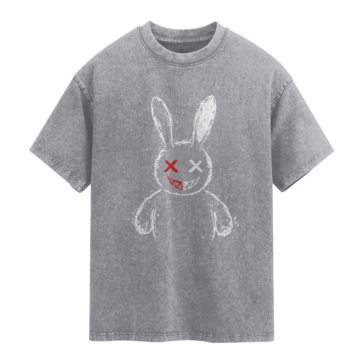 Creepy Cute Bunny Washed Cotton T-Shirt Rabbit Alt Goth Grunge Horror Aesthetic