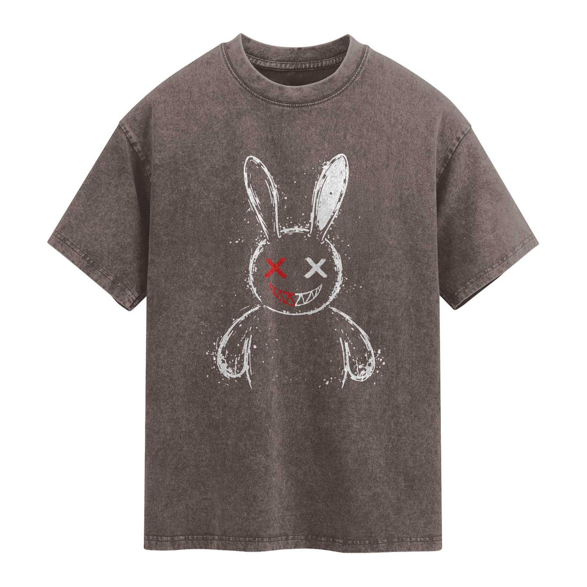 Creepy Cute Bunny Washed Cotton T-Shirt Rabbit Alt Goth Grunge Horror Aesthetic