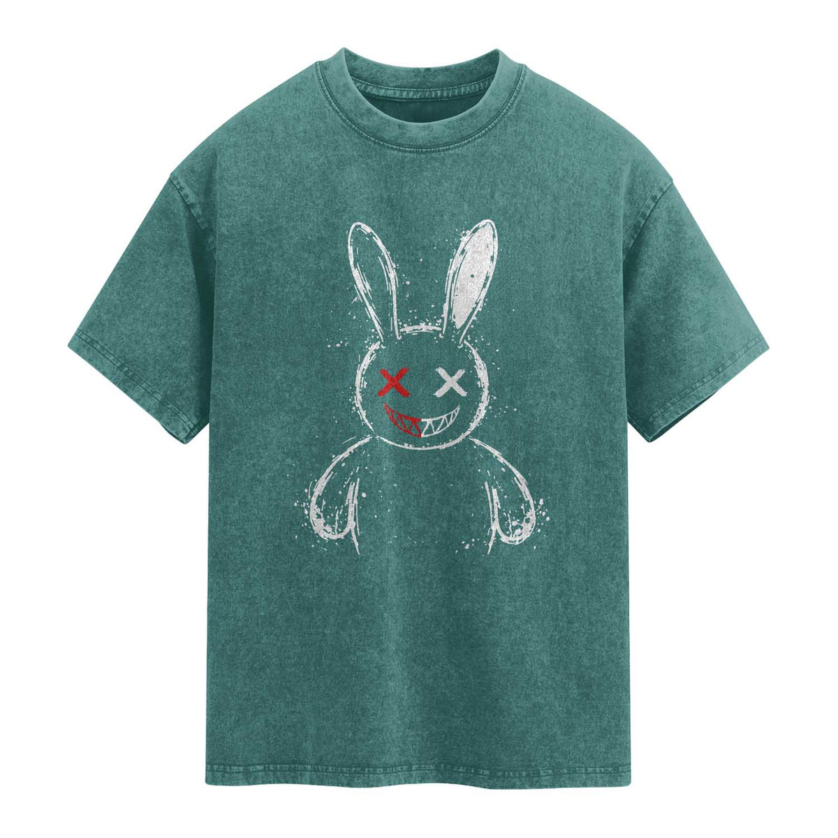 Creepy Cute Bunny Washed Cotton T-Shirt Rabbit Alt Goth Grunge Horror Aesthetic