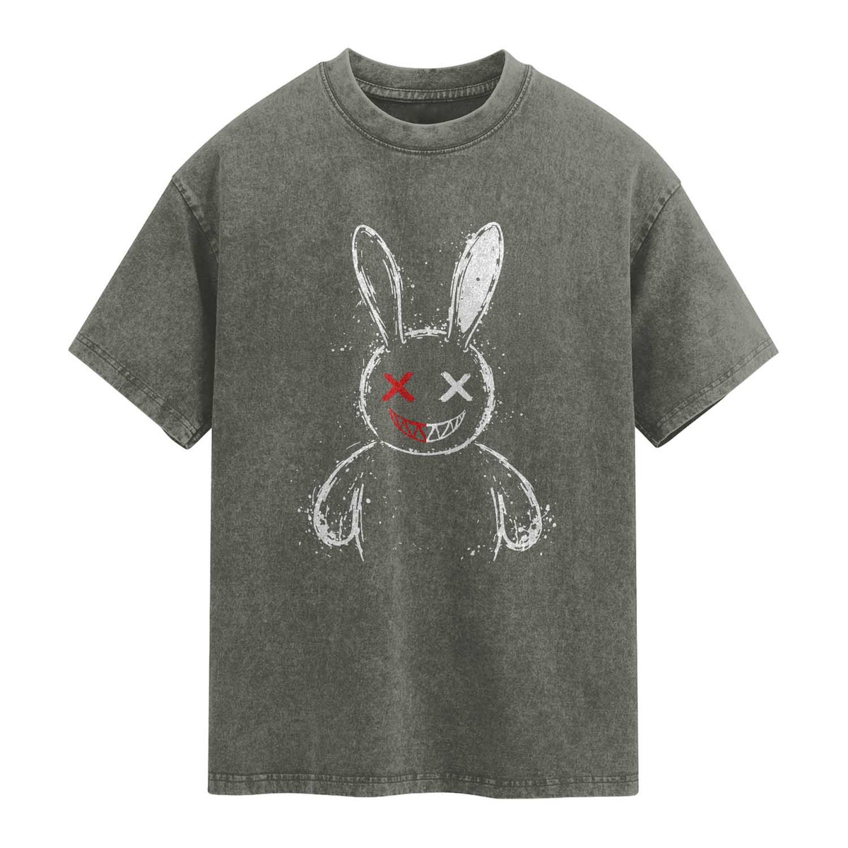 Creepy Cute Bunny Washed Cotton T-Shirt Rabbit Alt Goth Grunge Horror Aesthetic