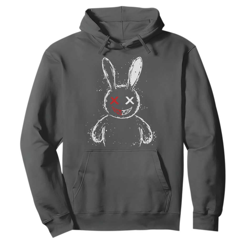 Creepy Cute Bunny Hoodie Rabbit Alt Goth Grunge Horror Aesthetic TS10 Dark Heather Print Your Wear