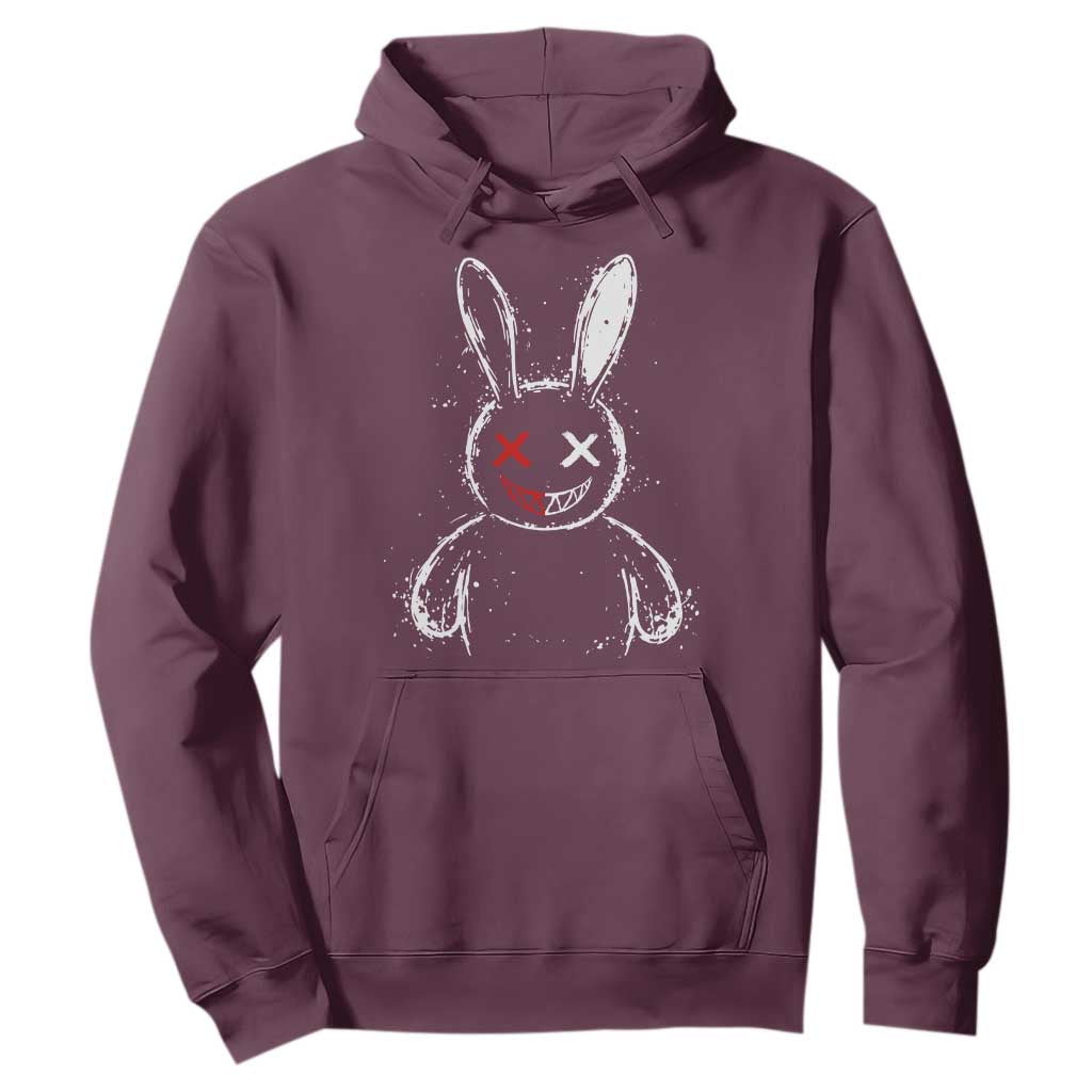 Creepy Cute Bunny Hoodie Rabbit Alt Goth Grunge Horror Aesthetic TS10 Maroon Print Your Wear