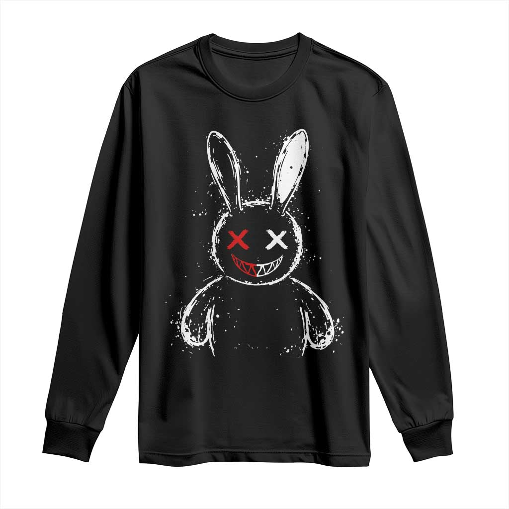 Creepy Cute Bunny Long Sleeve Shirt Rabbit Alt Goth Grunge Horror Aesthetic TS10 Black Print Your Wear