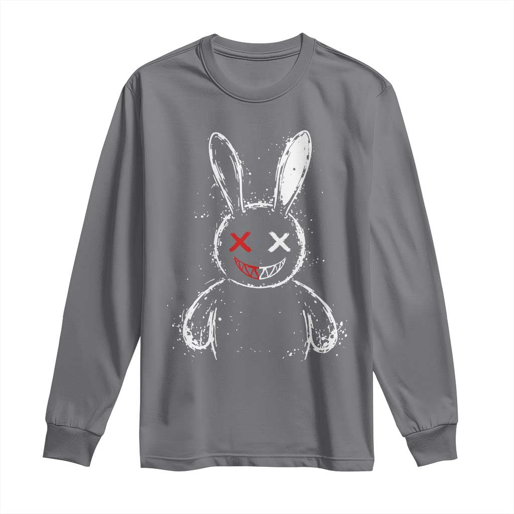 Creepy Cute Bunny Long Sleeve Shirt Rabbit Alt Goth Grunge Horror Aesthetic TS10 Charcoal Print Your Wear