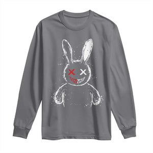 Creepy Cute Bunny Long Sleeve Shirt Rabbit Alt Goth Grunge Horror Aesthetic TS10 Charcoal Print Your Wear