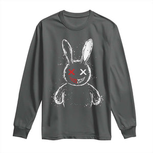 Creepy Cute Bunny Long Sleeve Shirt Rabbit Alt Goth Grunge Horror Aesthetic TS10 Dark Heather Print Your Wear
