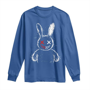 Creepy Cute Bunny Long Sleeve Shirt Rabbit Alt Goth Grunge Horror Aesthetic TS10 Royal Blue Print Your Wear