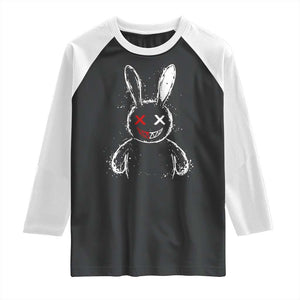 Creepy Cute Bunny Raglan Shirt Rabbit Alt Goth Grunge Horror Aesthetic TS10 Black White Print Your Wear
