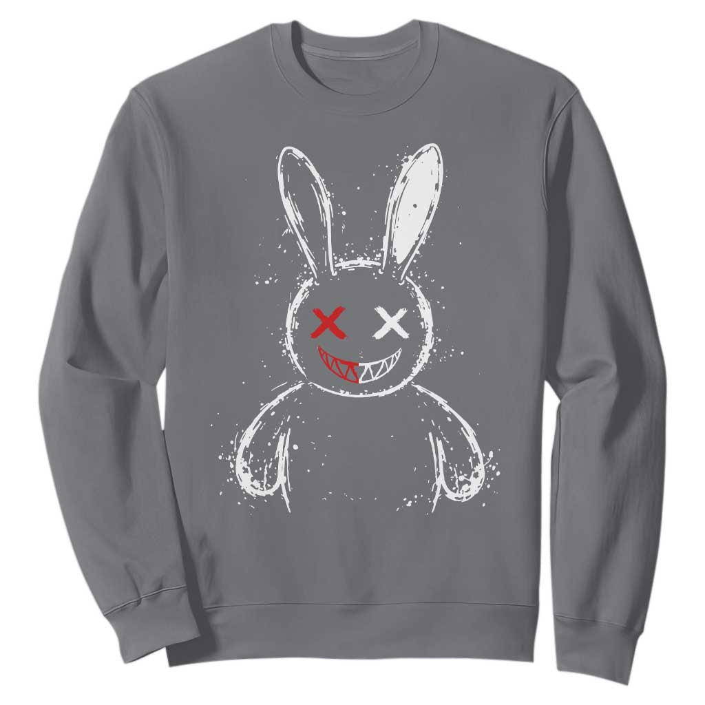Creepy Cute Bunny Sweatshirt Rabbit Alt Goth Grunge Horror Aesthetic TS10 Charcoal Print Your Wear