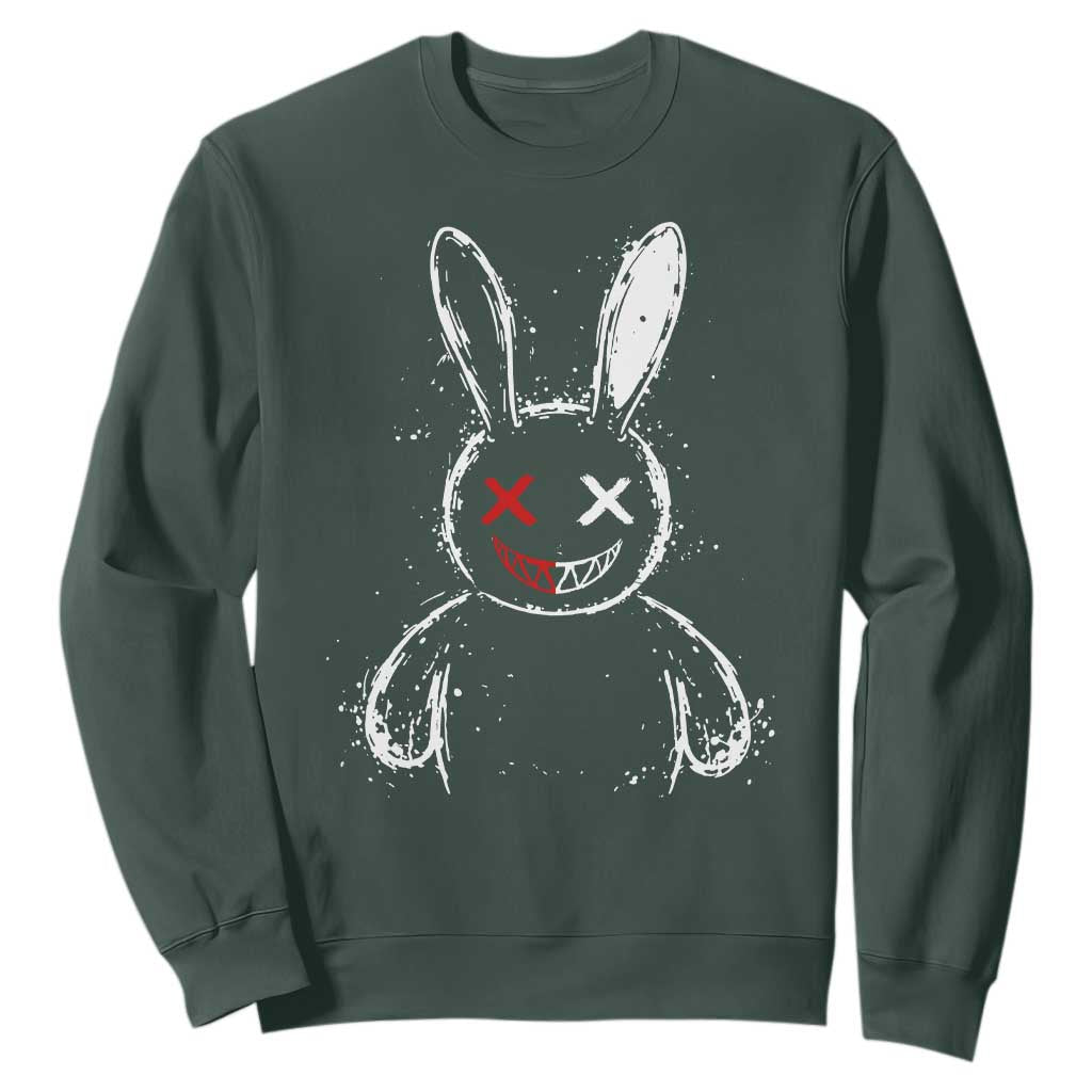 Creepy Cute Bunny Sweatshirt Rabbit Alt Goth Grunge Horror Aesthetic TS10 Dark Forest Green Print Your Wear