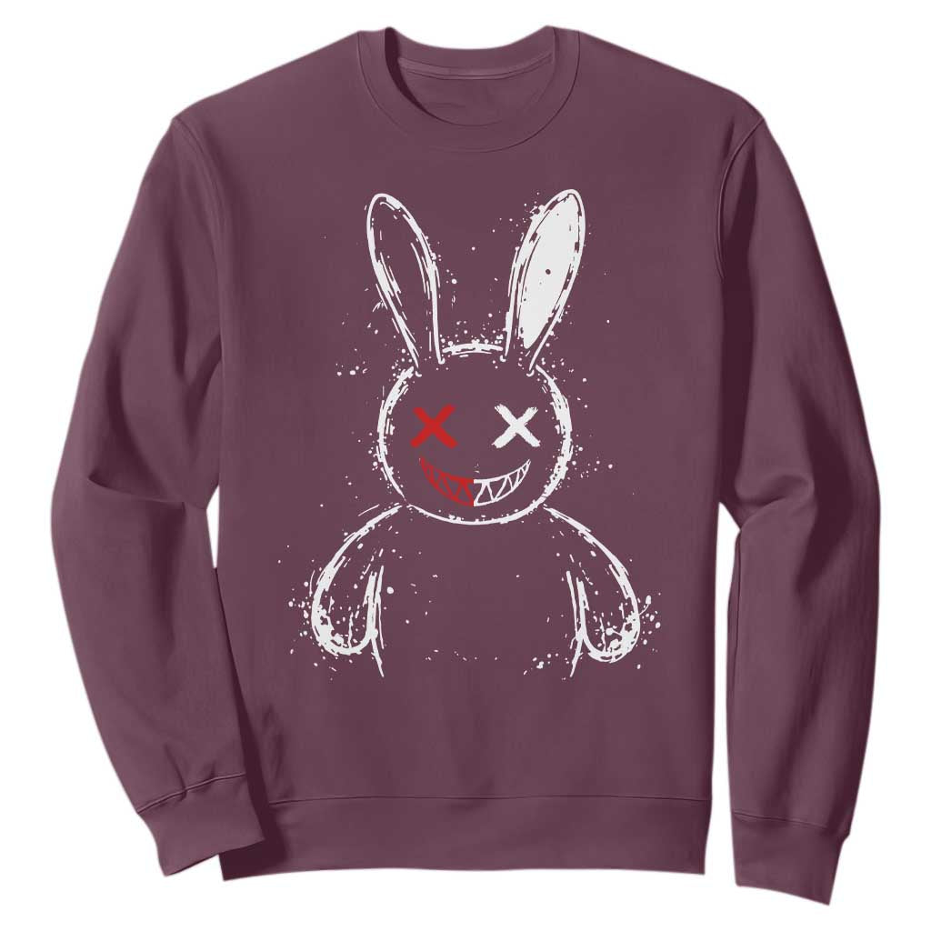 Creepy Cute Bunny Sweatshirt Rabbit Alt Goth Grunge Horror Aesthetic TS10 Maroon Print Your Wear