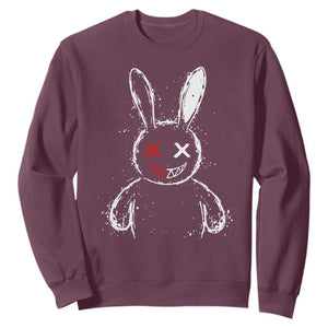 Creepy Cute Bunny Sweatshirt Rabbit Alt Goth Grunge Horror Aesthetic TS10 Maroon Print Your Wear
