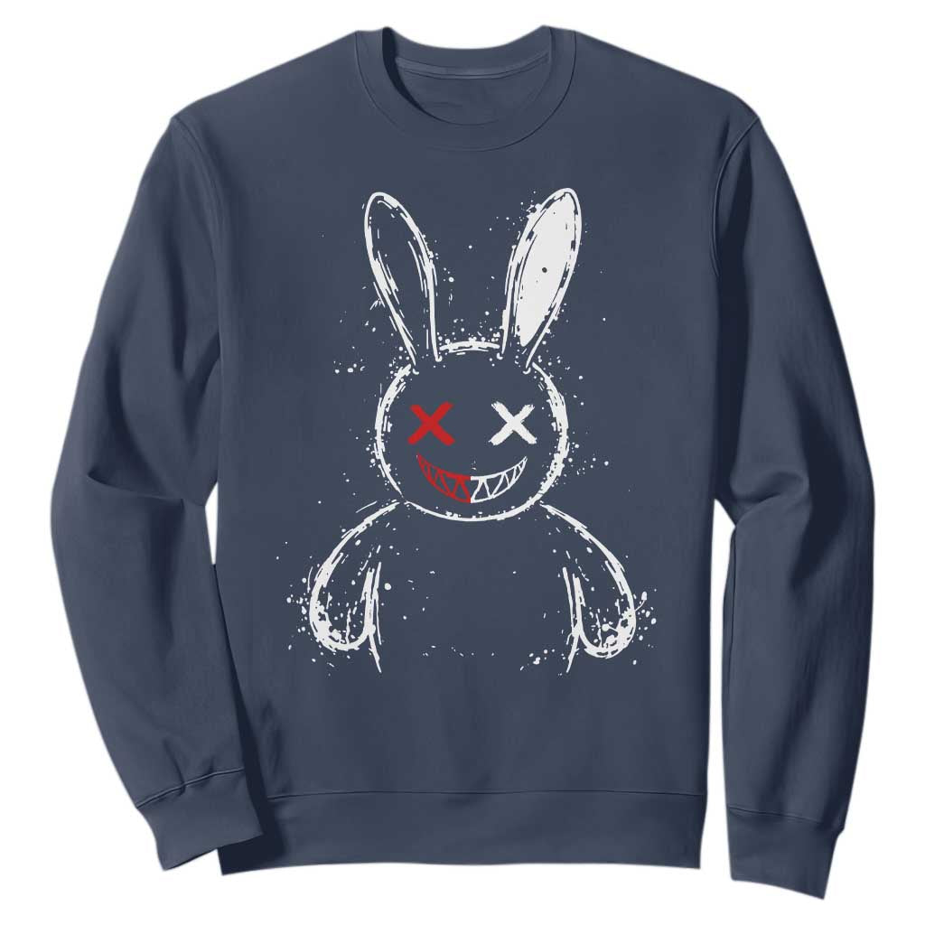 Creepy Cute Bunny Sweatshirt Rabbit Alt Goth Grunge Horror Aesthetic TS10 Navy Print Your Wear