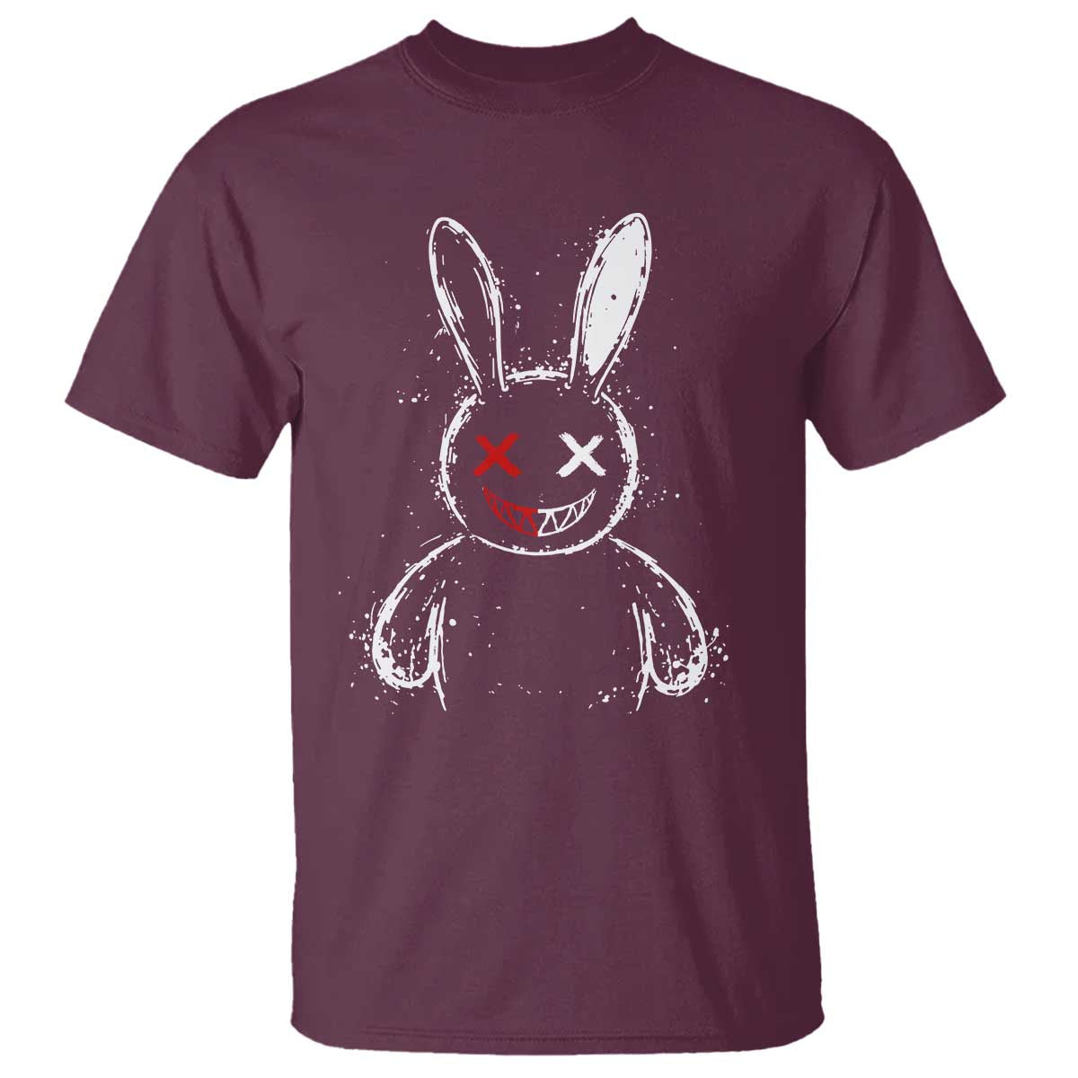 Creepy Cute Bunny T Shirt Rabbit Alt Goth Grunge Horror Aesthetic TS10 Maroon Print Your Wear