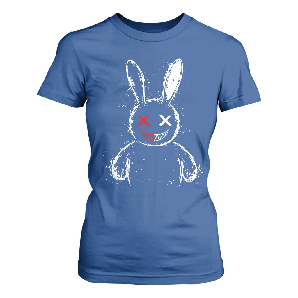 Creepy Cute Bunny T Shirt For Women Rabbit Alt Goth Grunge Horror Aesthetic TS10 Royal Blue Print Your Wear