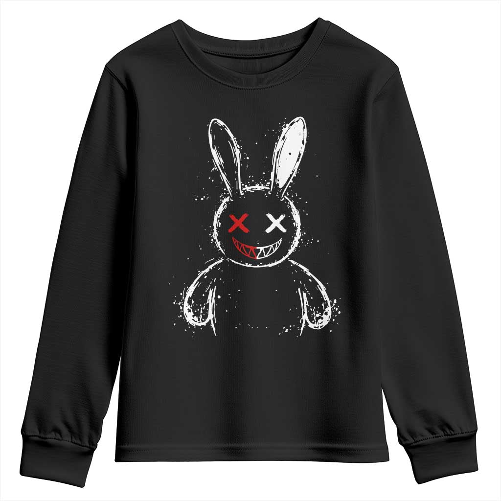 Creepy Cute Bunny Youth Sweatshirt Rabbit Alt Goth Grunge Horror Aesthetic TS10 Black Print Your Wear