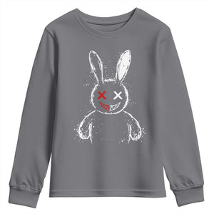 Creepy Cute Bunny Youth Sweatshirt Rabbit Alt Goth Grunge Horror Aesthetic TS10 Charcoal Print Your Wear